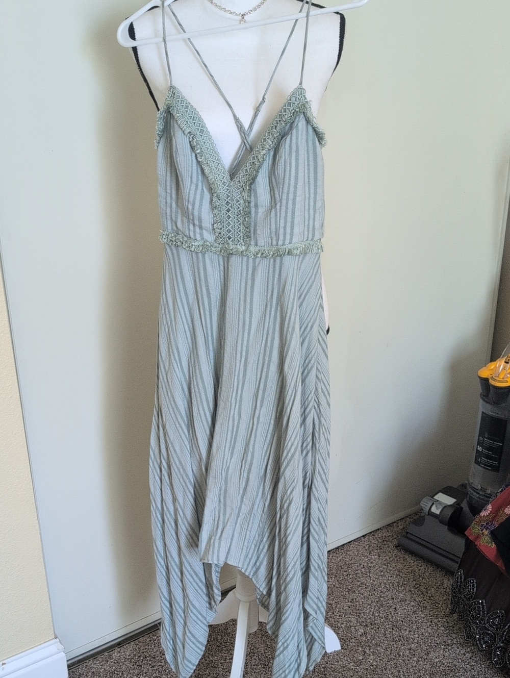 Sage Green Asymmetrical Strappy Maxi Dress - Brand Unspecified